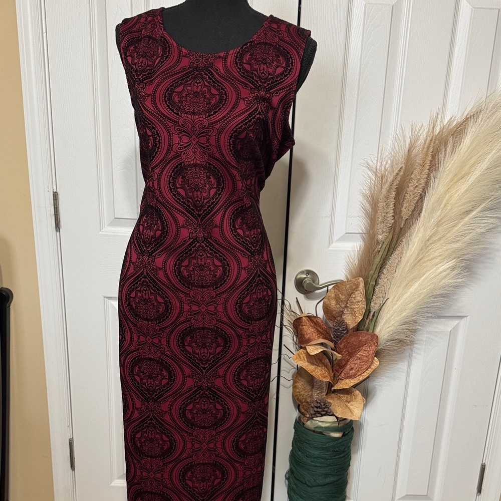 Olivia Matthews Red and Black Midi Dress